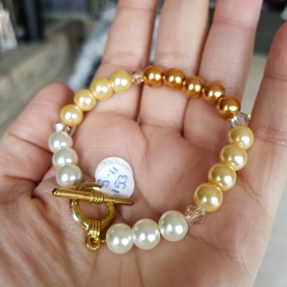 Swarovski Elements Metallic Bronze Faux Pearl Bracelet Handmade NWT - Picture 6 of 17